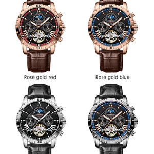 Montre-bracelet automatique de luxe POEDAGAR, étanche, lumineuse, date, semaine, bracelet en cuir, montre pour homme, tourbillon, mécanique, montres de mode pour hommes - Product Image 5