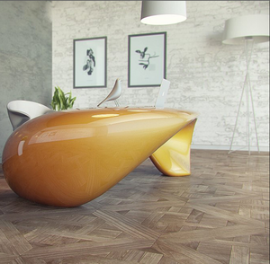 Q004 Escritorio creativo de forma especial Diseño ergonómico Durable FRP Recepción en forma de L Confort Elegancia Escritorio de oficina de jefe de gama alta - Product Image 6