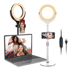 Bilgisayar LED halka ışık Video konferans masası Zoom ışığı Laptop selfi ışığı için Webcam Video kayıt makyaj canlı akışı
