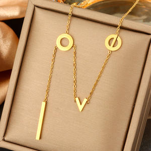 Grosir Kalung Wanita Stainless <span class=keywords><strong>Steel</strong></span> Model Sederhana, Kalung Mutiara Zirkon Persegi Motif Daisy Tidak Mudah Luntur - Product Image 5