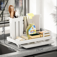 Support de rangement pour évier de cuisine avec plateau de vidange support de chiffon de lavage éponge multifonctionnelle brosse de lavage de vaisselle étendoir