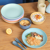 Vaisselle en paille de blé écologique biodégradable sans BPA réutilisable en vente chaude personnalisée Assiette à dîner Bol Tasse Ensemble de vaisselle