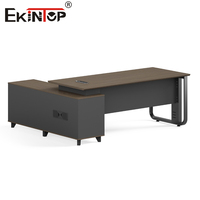 Bureau Ekintop, bureau en forme de L, meubles de bureau, table moderne, bureau de direction, bureau de PDG, bureau de gestionnaire, ensemble de bureaux en bois