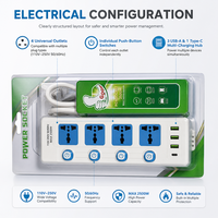 Multiprise universelle OEM en gros, 4 prises CA, 3 ports USB Type C, interrupteurs séparés, pour bureau, studio, jeux, concentrateur d'alimentation de bureau