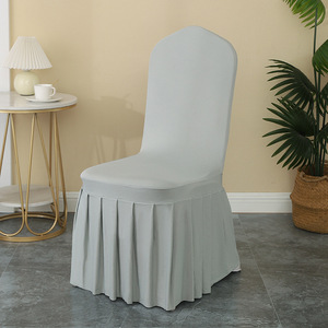 White Black Elastic Polyester Pleated Skirt Dining Room <strong>Chair</strong> <strong>Covers</strong> Wedding Hotel Banquet <strong>Chair</strong> <strong>Cover</strong> - Product Image 6