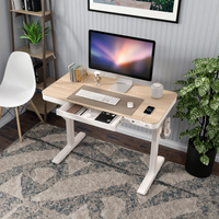 Table intelligente électrique à moteur unique, bureau debout ergonomique à hauteur réglable avec tiroir et ports USB pour la maison et le bureau