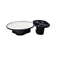 Table basse gigogne simple, durable, polyvalente et mobile, ensemble de 2 pièces, MDF noir, mobilier moderne pour salon
