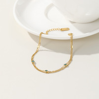 Bracelet Femme en Acier Inoxydable Zircon Bleu Style Influenceur Européen-Américain, Polyvalent, Inaltérable, Cadeau Minimaliste de Niche