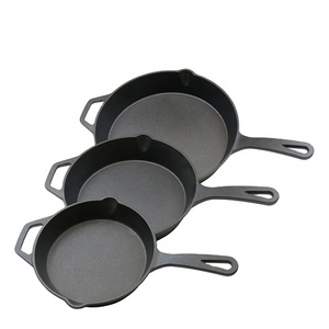 Venta al por mayor de alta calidad 21/26/30CM aceite vegetal redondo antiadherente utensilios de cocina sartén de <span class=keywords><strong>hierro</strong></span> fundido - Product Image 1