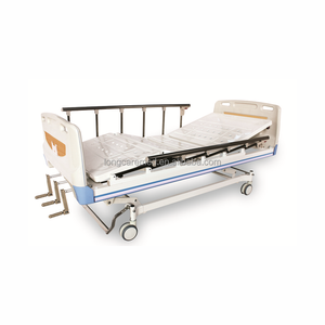 Медицинская кровать Longcare для больниц, обычная, ручная, с регулируемой высотой, с полосатым изголовьем из стали, модель YH-A16, для ухода за пациентами - Product Image 4