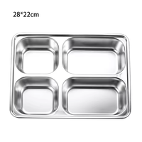 Plateau de restauration rapide en acier inoxydable 2026, 3/4/5 compartiments, plateau de dîner divisé avec séparateur