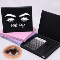 Kit d'extension de cils individuels en cluster de marque privée, cils DIY, kit d'extension de cils en cluster pré-coupés en D, cils DIY en cluster