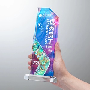 Trophée en <span class=keywords><strong>cristal</strong></span> personnalisable pour récompenses et honneurs, plaque en <span class=keywords><strong>verre</strong></span> <span class=keywords><strong>cristal</strong></span> arc-en-ciel - Product Image 5
