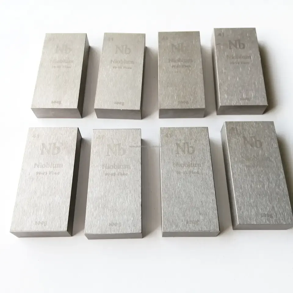 Pure 99.95% Nb Element Niobium Ingot Harga Niobium Cube untuk Collecion/Niobium Metal