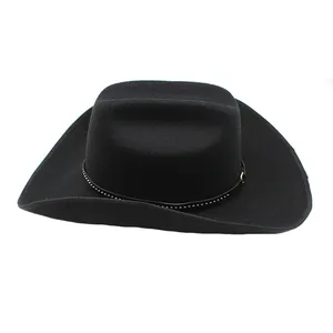 Diseño personalizado de ala ancha sombrero de vaquero unisex sunproof sombrero fedora poliéster moda sombrero fedora