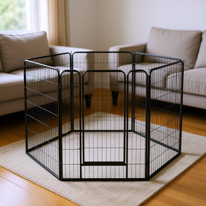 Corral Metálico Rectangular para Mascotas con Botones a Presión, Recinto Interior para Contener y Entretener Mascotas - Product Image 2