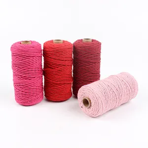 Cotton Yarn Hot Sell 2mm 3mm 4mm Macrame Cord Twines Cotton Rope Braided Cotton Cord Polyester Macrame Cord