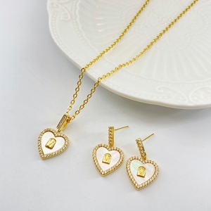 Set di Orecchini e Collana a Forma di <span class=keywords><strong>Coccinella</strong></span> in Rame Placcato Oro 18K con Zirconi, Alta Qualità, Design Personalizzato alla Moda per Matrimoni - Product Image 1