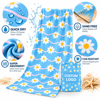 Serviette de plage en microfibre à imprimé floral tropical personnalisé - Sans sable, séchage rapide, portable, absorbante pour adultes et enfants