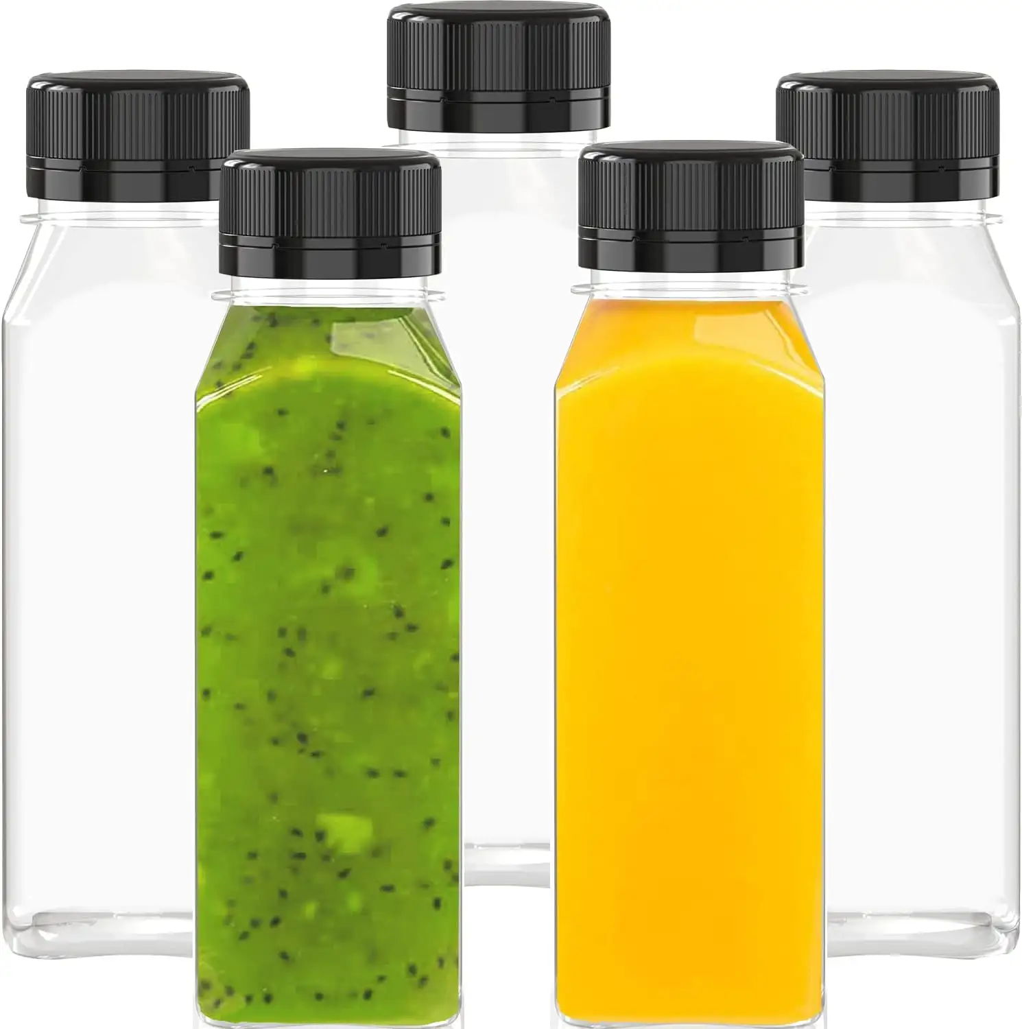 16oz Empty Plastic Juice Bottles with Caps Clear Bulk Drink Containers with Tamper Evident Lids for Juicing Smoothie Drinking