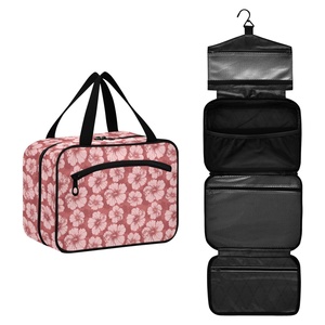 Portable Hawaii Hibiscus Flower Toiletry Bag <b>Makeup</b> <b>Storage</b> Foldable Dopp Kit Hanging Toiletry Bag Cosmetic Bag with Hook - Product Image 3