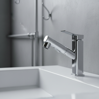 Robinet de lavabo moderne blanc chromé avec douchette extractible, mitigeur eau chaude et froide