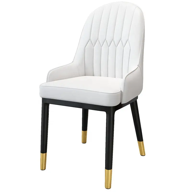 Silla moderna de cuero blanco para sala de estar, sillón elegante y moderno de metal y cuero, de China