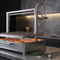 Barbecue au charbon de bois réglable en acier inoxydable Santa Maria Asado avec briques réfractaires et mécanisme de levage