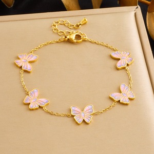 Butterfly Jewelry <b>Set</b> Gold Plated Stainless Steel Women's Party Fashion Necklace <b>Bracelet</b> Earrings Three Piece <b>Set</b> - Product Image 3