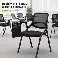 Chaise de formation moderne pliable en maille pour cadres, avec siège rembourré, accoudoirs et tablette d'écriture optionnelle, vente en gros usine pour conférences