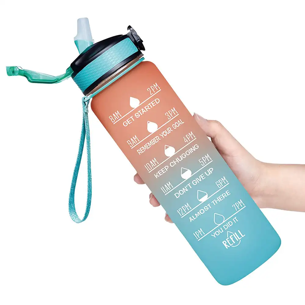 Eco amigable botella de agua de plástico de motivación de Bpa libre reutilizable gimnasio galón botella de agua de deportes