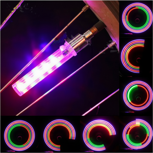 Lumière LED pour roue de vélo de montagne, 5 LED, sept couleurs, étanche IPX4, pour la conduite nocturne, accessoires de lumière pour valve de vélo - Product Image 1