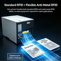 Impresora RFID Industrial Multimaterial Versátil LONVILL, Impresora de Etiquetas de Papel Térmico, Etiquetas RFID Anti-Metal para Lavandería