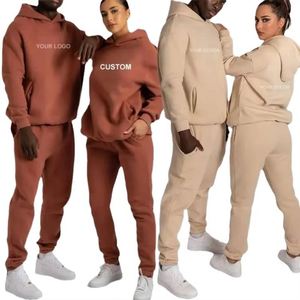 Fabricante de ropa de calle de alta calidad personalizada, ropa de hombre, 100% algodón, sudadera con capucha de manga larga de gran tamaño, Conjunto de sudadera informal en blanco - Product Image 3