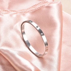 Bracelet minimaliste incrusté de pierres CZ, largeur 3 mm, acier inoxydable plaqué or 18 carats/or rose/argent, étanche, bijoux de luxe, cadeau - Product Image 4