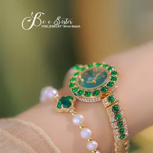 BS kustom logo ultra tahan air es keluar mewah Moissanite wanita Vintage jam tangan gelang berlian - Product Image 5