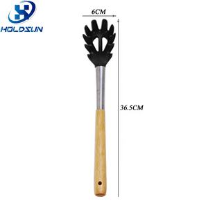Servidor de Pasta de cuchara de <span class=keywords><strong>espagueti</strong></span> de silicona antiadherente de cocina de lujo de alta calidad con utensilios de mango de madera duraderos para servir Pasta - Product Image 2