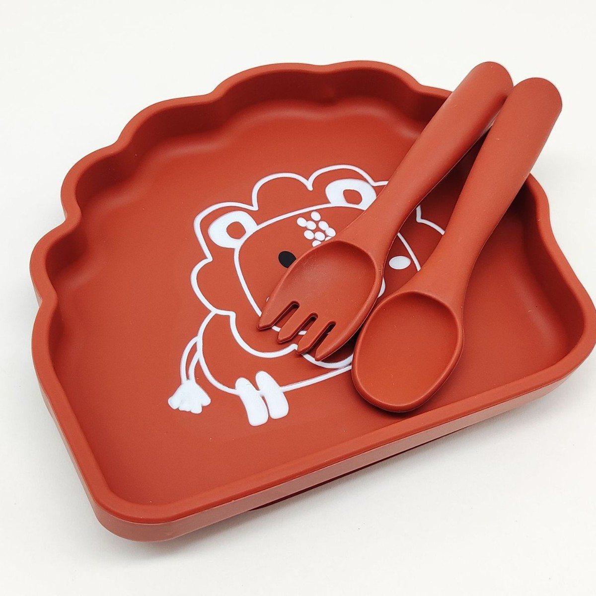 Assiette Lion, Rouge Brique