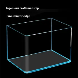 Acquario Rettangolare in Vetro Curvato a Caldo <span class=keywords><strong>per</strong></span> Paesaggio Domestico, Piccola Vasca <span class=keywords><strong>per</strong></span> <span class=keywords><strong>Tartarughe</strong></span>, Piante Acquatiche e Pesci Rossi - Product Image 3