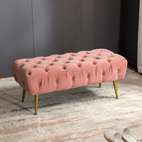 Bancs ottomanes en tissu de style nordique moderne, velours rose, pour chambre à coucher, banc de lit, best-seller pour la maison, meubles de salon