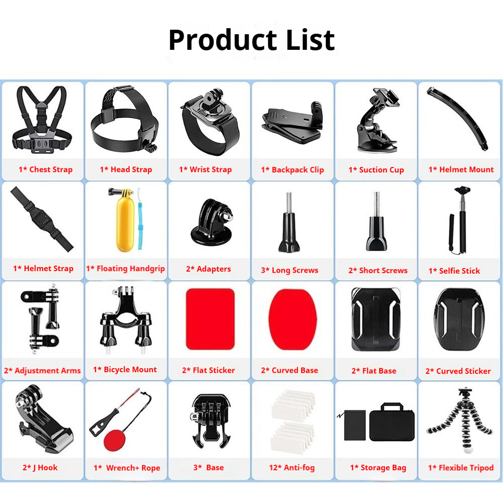 40 in 1 Self Stick Bike Mount Chest Strap Adapter Sports Action Camera Accessory Kit for GoPro 13 12 11 10 9 DJI Insta360 X5