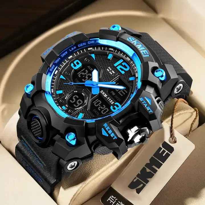 Montre-bracelet pour hommes, logo personnalisé, montre de sport numérique Skmei 1155B Reloj pour hommes, montre de marque bon marché et étanche, vente en gros