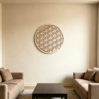 Dekorasi Dinding Geometri Suci Berbentuk Lingkaran dari Bambu & Kayu, Desain Roda Kehidupan, Seni Gantung Laser Cut Grid, Hiasan Rumah & Pernikahan