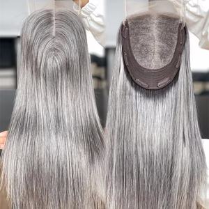 2025 Shy mejor calidad 100% cabello humano Topper 16 pulgadas mezcla de colores 5x5 encaje frontal 8x8 Topper para mujeres cabello humano - Product Image 1