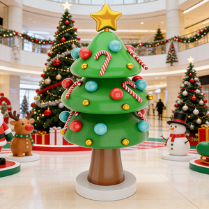 Scultura Personalizzata in Fibra di Vetro a Forma di <span class=keywords><strong>Albero</strong></span> di Natale Eco-Sostenibile per Esposizioni Festive in Centri Commerciali e Decorazioni per Eventi - Product Image 1