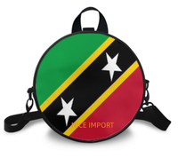 Tas Bahu Bendera Pohnpei untuk Wanita Tas Tangan Bulat PU dengan Ritsleting untuk Penggunaan Sehari-hari Dompet Ponsel Tas Selempang Wanita Trendi