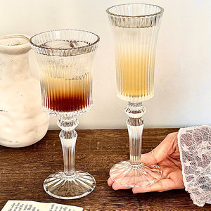 Verre à vin à pied côtelé en gros, verre à cocktail à rayures verticales pour bar, fête, mariage, articles de bar à boisson - Product Image 3