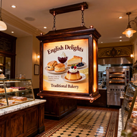 Boîte à lumière LED suspendue pour menu de restaurant, facile à installer, panneau LED avec cadre en aluminium, panneau publicitaire pour menu