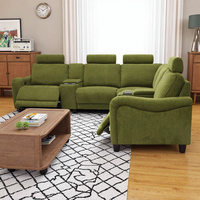 Canapé modulaire inclinable motorisé de designer avec console multifonctionnelle et appuie-têtes motorisés, sectionnel en tissu premium