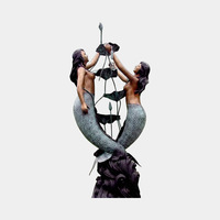Sculpture de sirène en bronze avec coquillages, style réalisme classique, pour spa, jardin, centre de bien-être, art, dropshipping